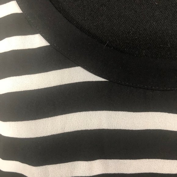 Black and White Striped Chiffon Front Express Tank - Picture 5 of 7